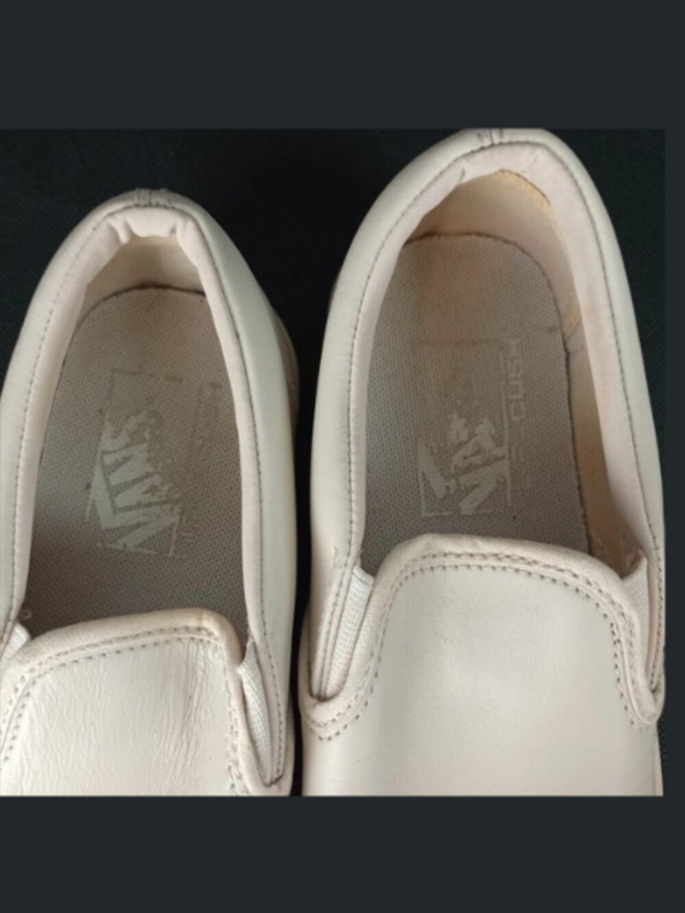 Vans Off the Wall Womens 6.5 Beige Tan Leather Slip On Loafer Shoes - Picture 6 of 13